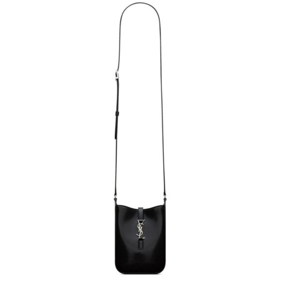 NWT YSL Le 5 A 7 mini vertical crossbody bag in black patent leather